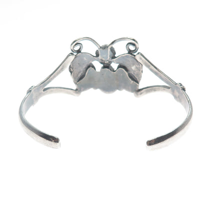 Old Pawn 925 Sterling Vintage Tyrone Turquoise Butterfly Adjustable Bracelet 6"