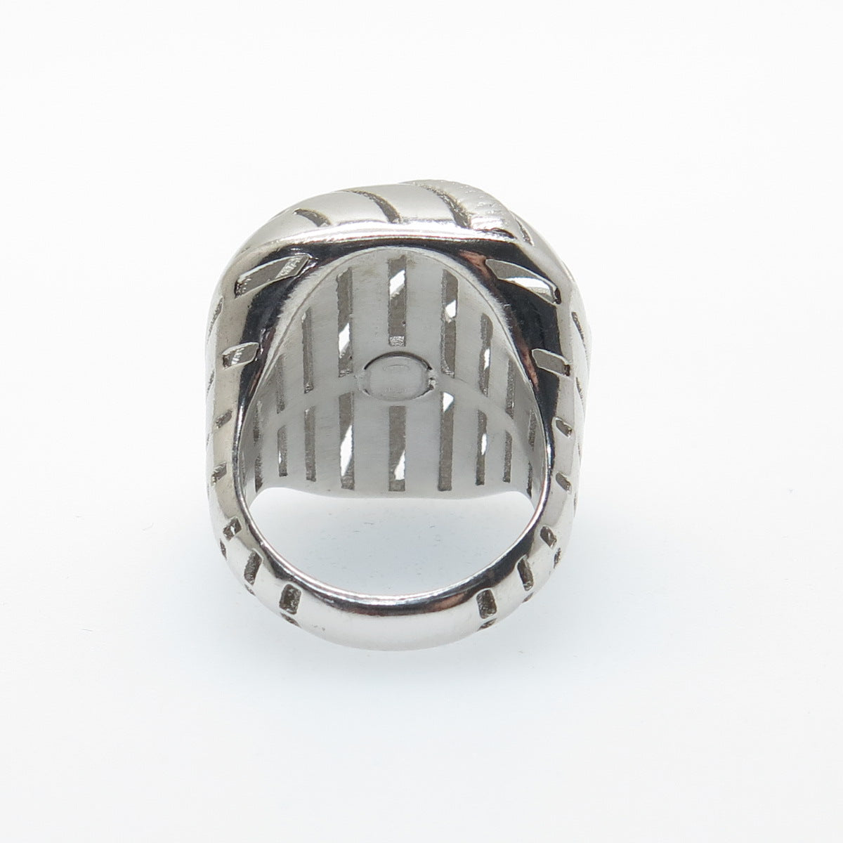 925 Sterling Silver Italy Modernist Ribbed Dome Ring Size 6.5