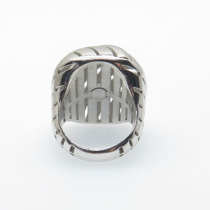 925 Sterling Silver Italy Modernist Ribbed Dome Ring Size 6.5