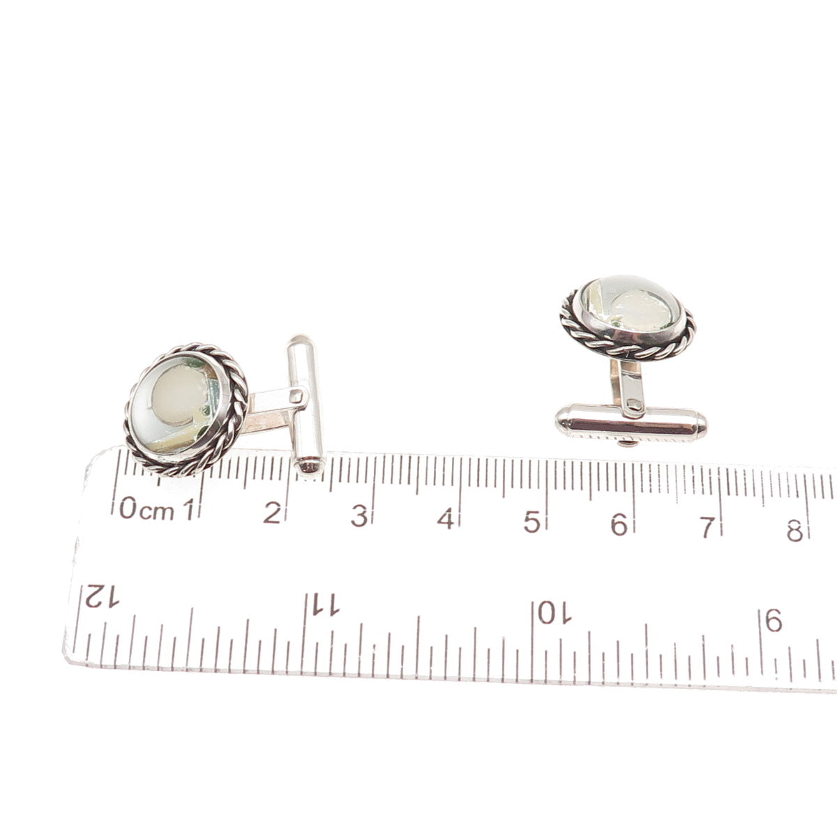 Vincent Simone 925 Sterling Silver Vintage Enamel Landscape Cufflinks