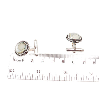 Vincent Simone 925 Sterling Silver Vintage Enamel Landscape Cufflinks