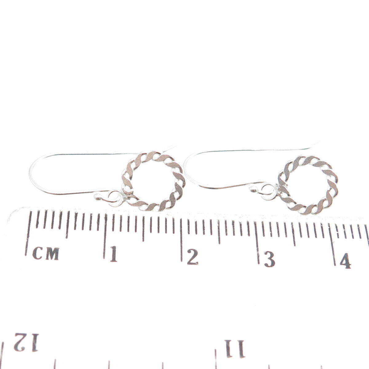 925 Sterling Silver Twisted Rope Circle Dangling Earrings