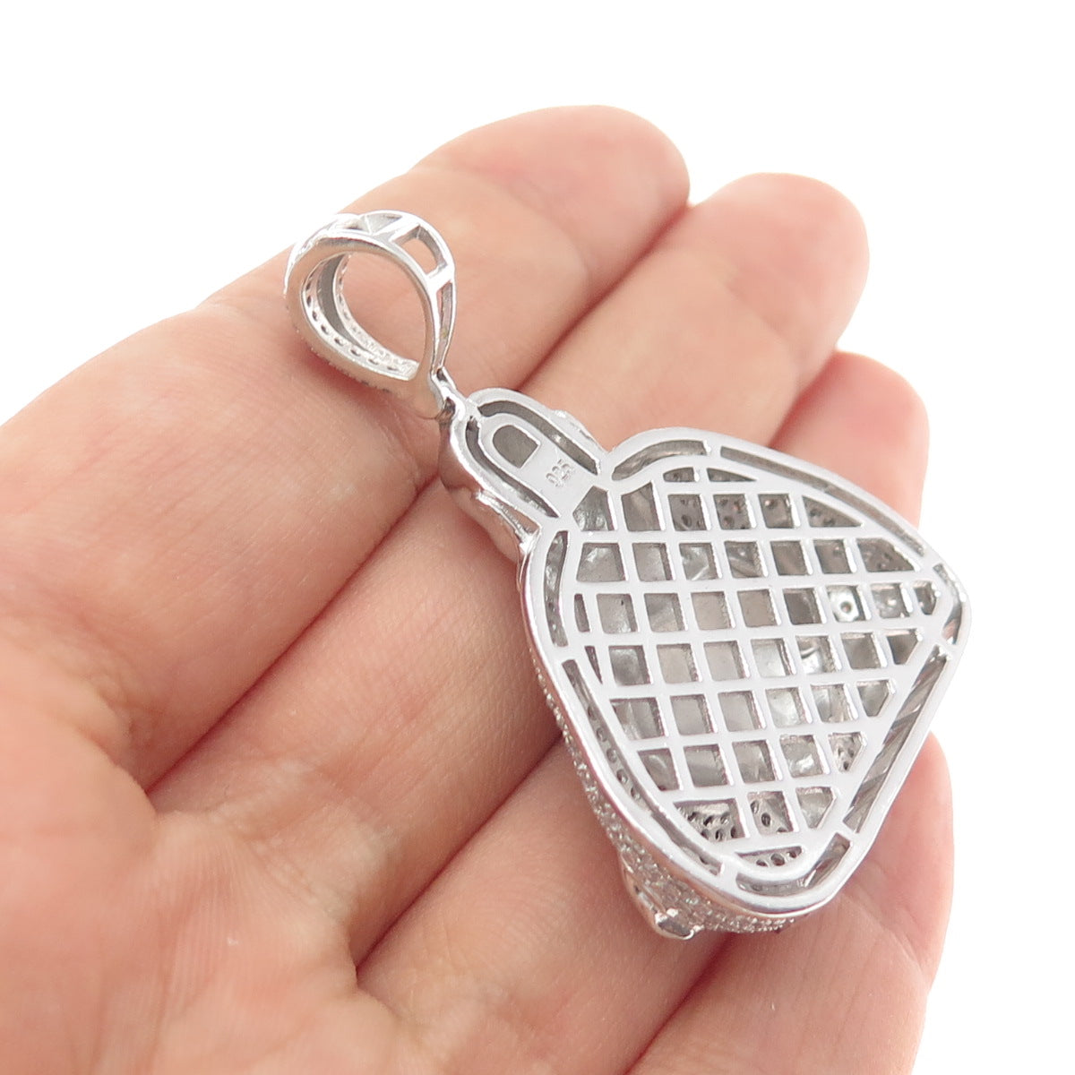 925 Sterling Silver Round-Cut C Z Buddha Charm Pendant