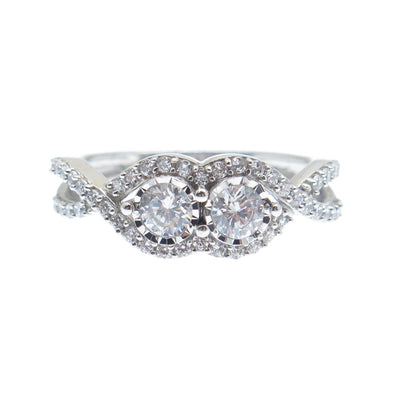 925 Sterling Silver Round-Cut C Z Infinity Twisted Promise Ring Size 7