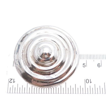 925 Sterling Silver Vintage Mexico Modernist Disc Oxidized Pin Brooch