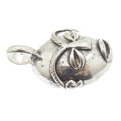 925 Sterling Silver Vintage African Goddess Mask Oxidized Pendant