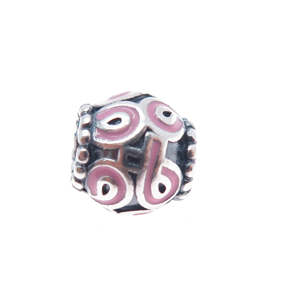 PANDORA 925 Sterling Enamel Pink Ribbon Breast Cancer Awareness Slide Bead Charm