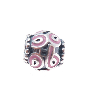 PANDORA 925 Sterling Enamel Pink Ribbon Breast Cancer Awareness Slide Bead Charm