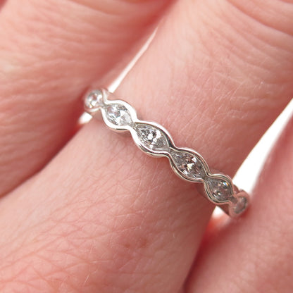 925 Sterling Silver Round-Cut C Z Half Eternity Band Ring Size 8