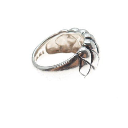 925 Sterling Silver Vintage Modernist Puffy Dome Oxidized Ring Size 7.25