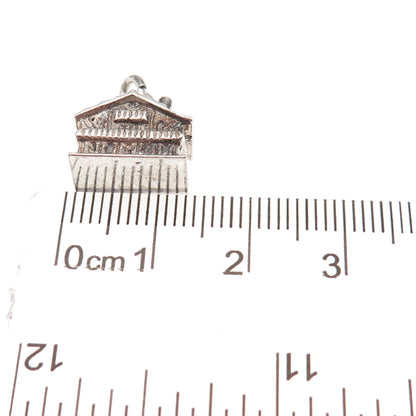 835 Silver Antique Art Deco Swiss Chalet Oxidized 3D Charm Pendant