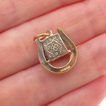 925 Sterling Gold Plated Antique Art Deco Slot Machine & Horseshoe Mini Pendant