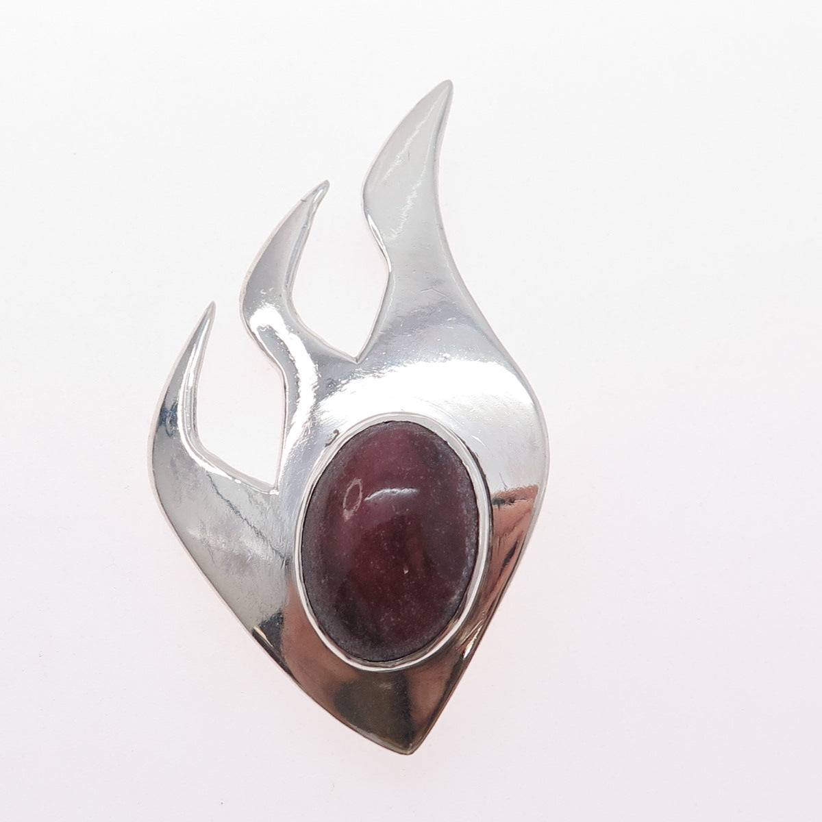 Bernhard Hertz 925 Sterling Silver Vintage Real Rhodonite Modernist Pin Brooch