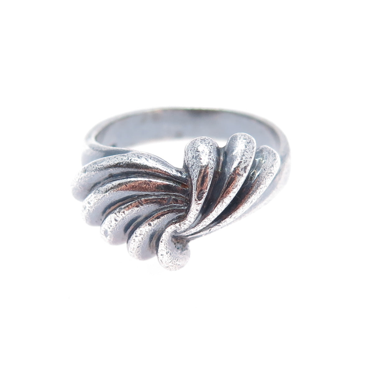 925 Sterling Silver Vintage Modernist Twisted Oxidized Ring Size 9