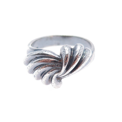 925 Sterling Silver Vintage Modernist Twisted Oxidized Ring Size 9