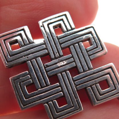 925 Sterling Silver Vintage Celtic Knot Oxidized Dangle Earrings