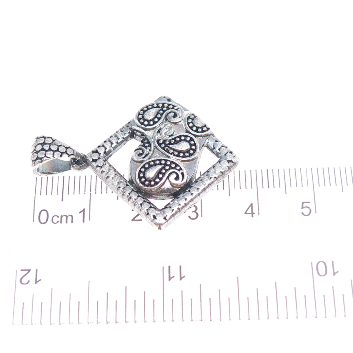 925 Sterling Silver Vintage Dragon Scale Oxidized Charm Pendant