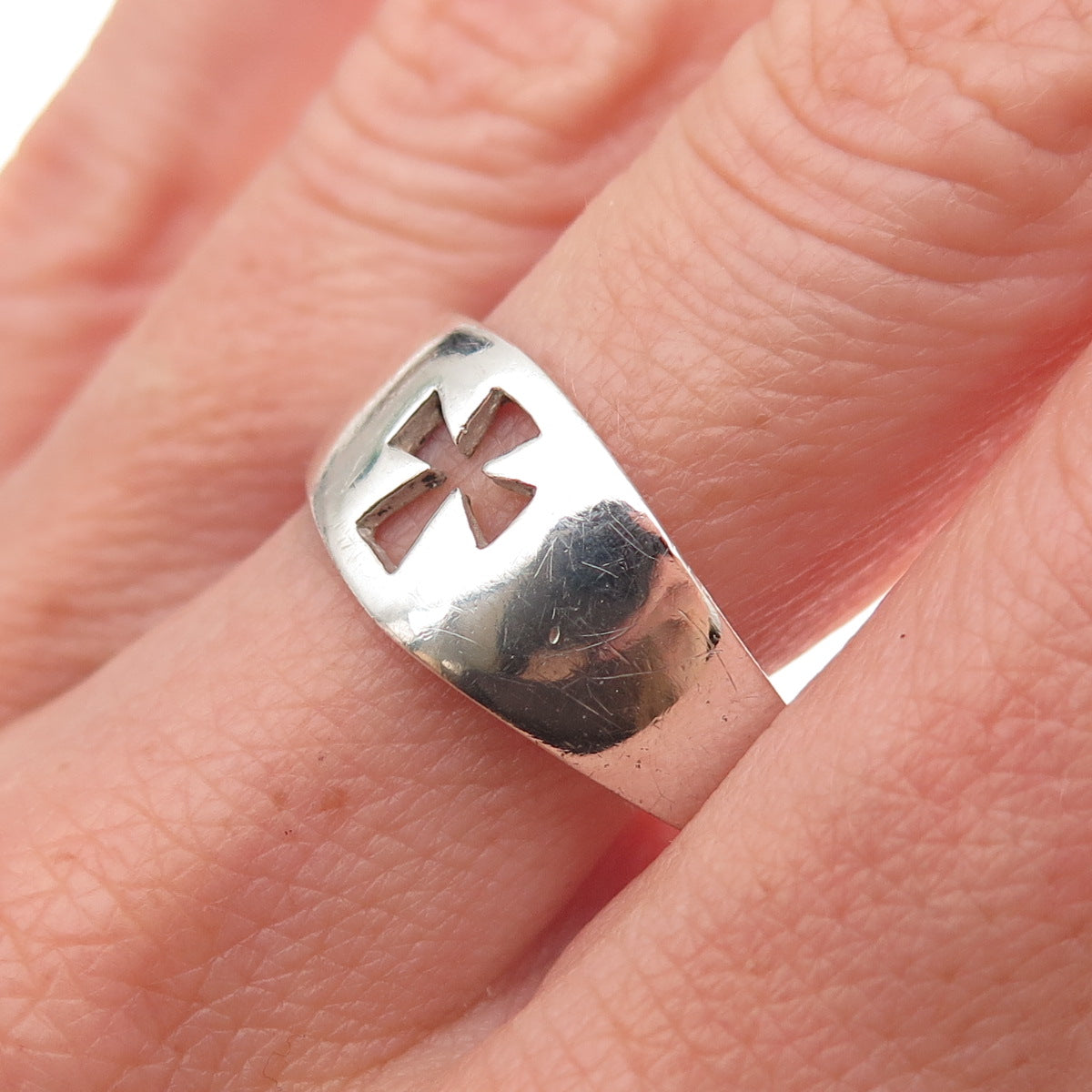 Joseph Schmid 925 Sterling Silver Vintage Cross Religious Ring Size 11