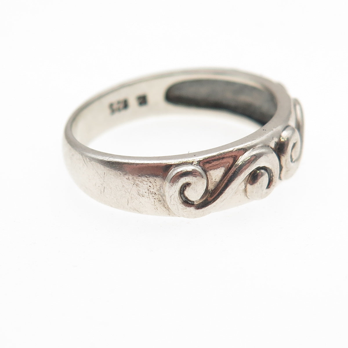 Ross Simons 925 Sterling Silver Vintage Swirl Oxidized Band Ring Size 8