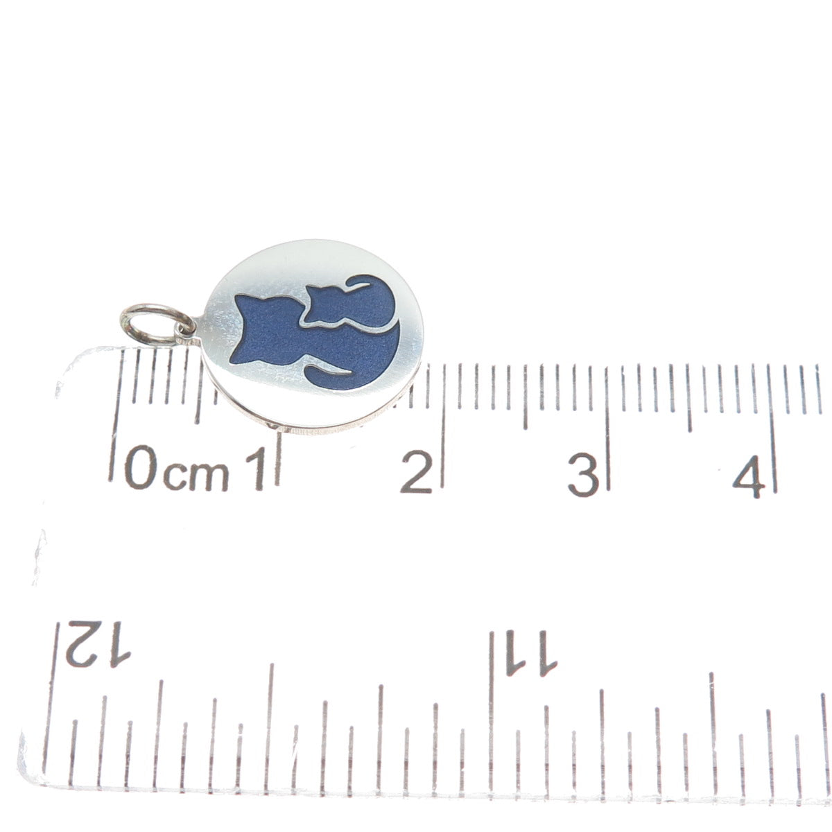 925 Sterling Silver Purple Enamel Cat Mom & Child Minimalist Charm Pendant