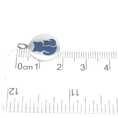 925 Sterling Silver Purple Enamel Cat Mom & Child Minimalist Charm Pendant