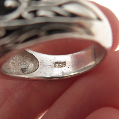 925 Sterling Silver Vintage Real Lemon Citrine Oxidized Ring Size 6