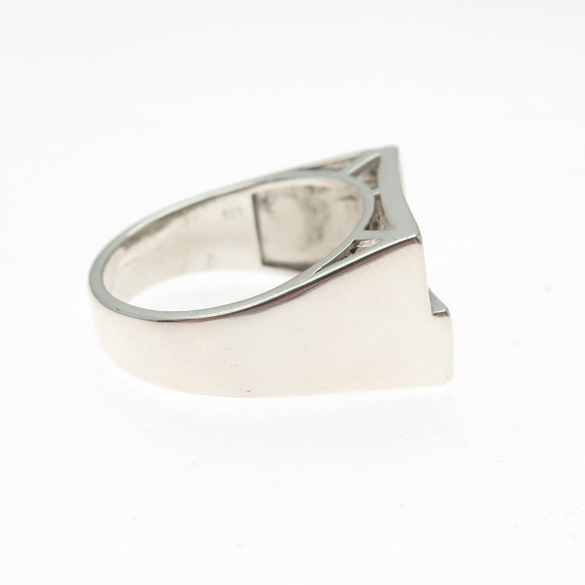 925 Sterling Silver Round-Cut C Z Sparkle Two-Bar Ring Size 10.25