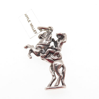 Bell Trading Post Sterling Silver Vintage Cowboy Apple Valley 3D Mini Pendant