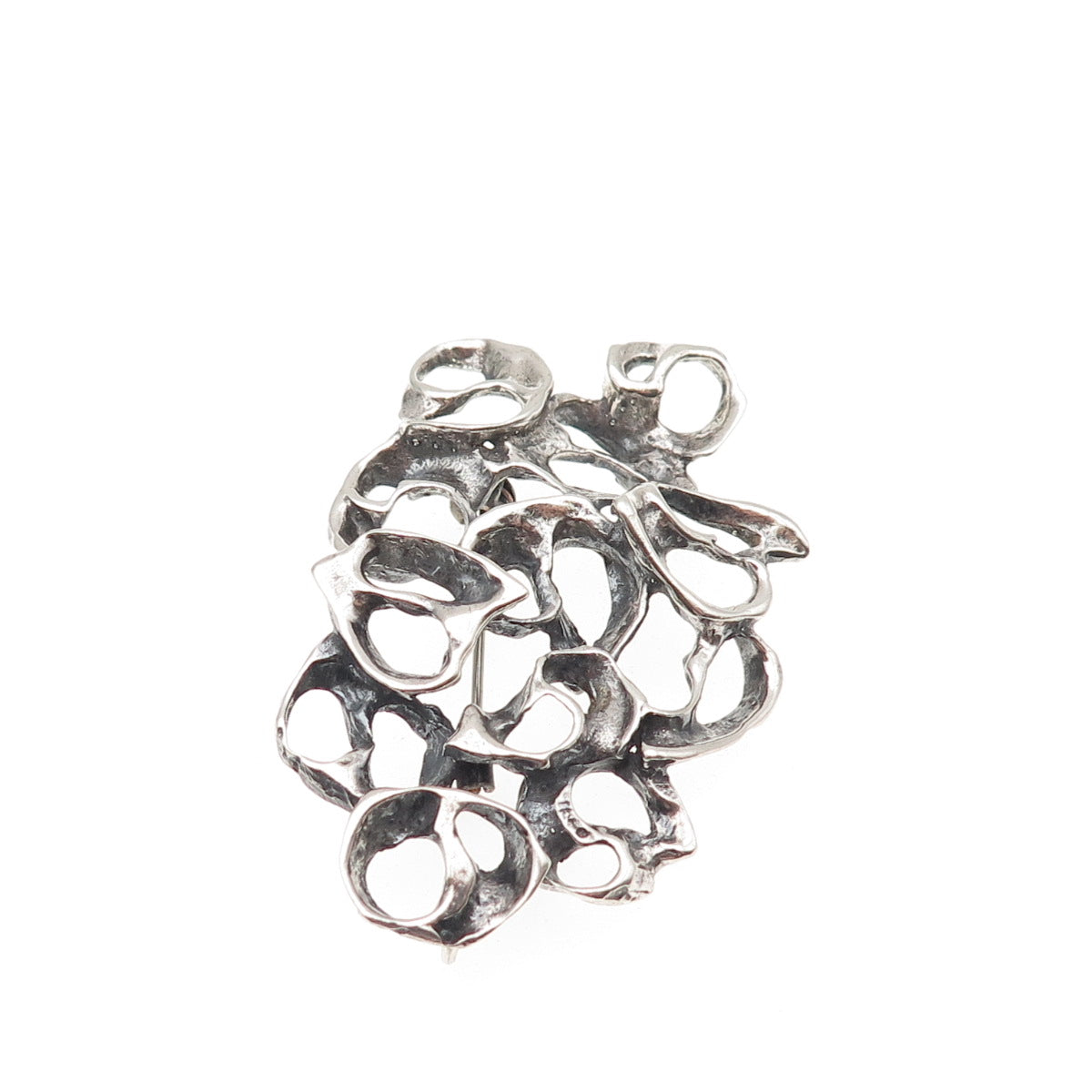 925 Sterling Silver Vintage Modernist Oxidized Pin Brooch / Pendant