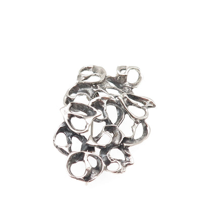 925 Sterling Silver Vintage Modernist Oxidized Pin Brooch / Pendant