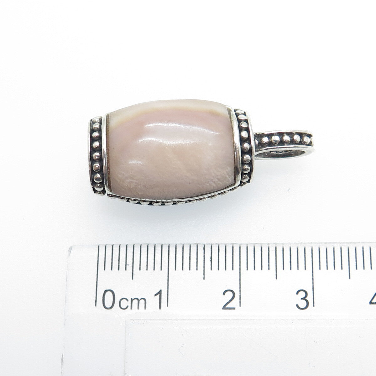 925 Sterling Silver Vintage Real Black Onyx & MOP Dual Sided Granulated Pendant