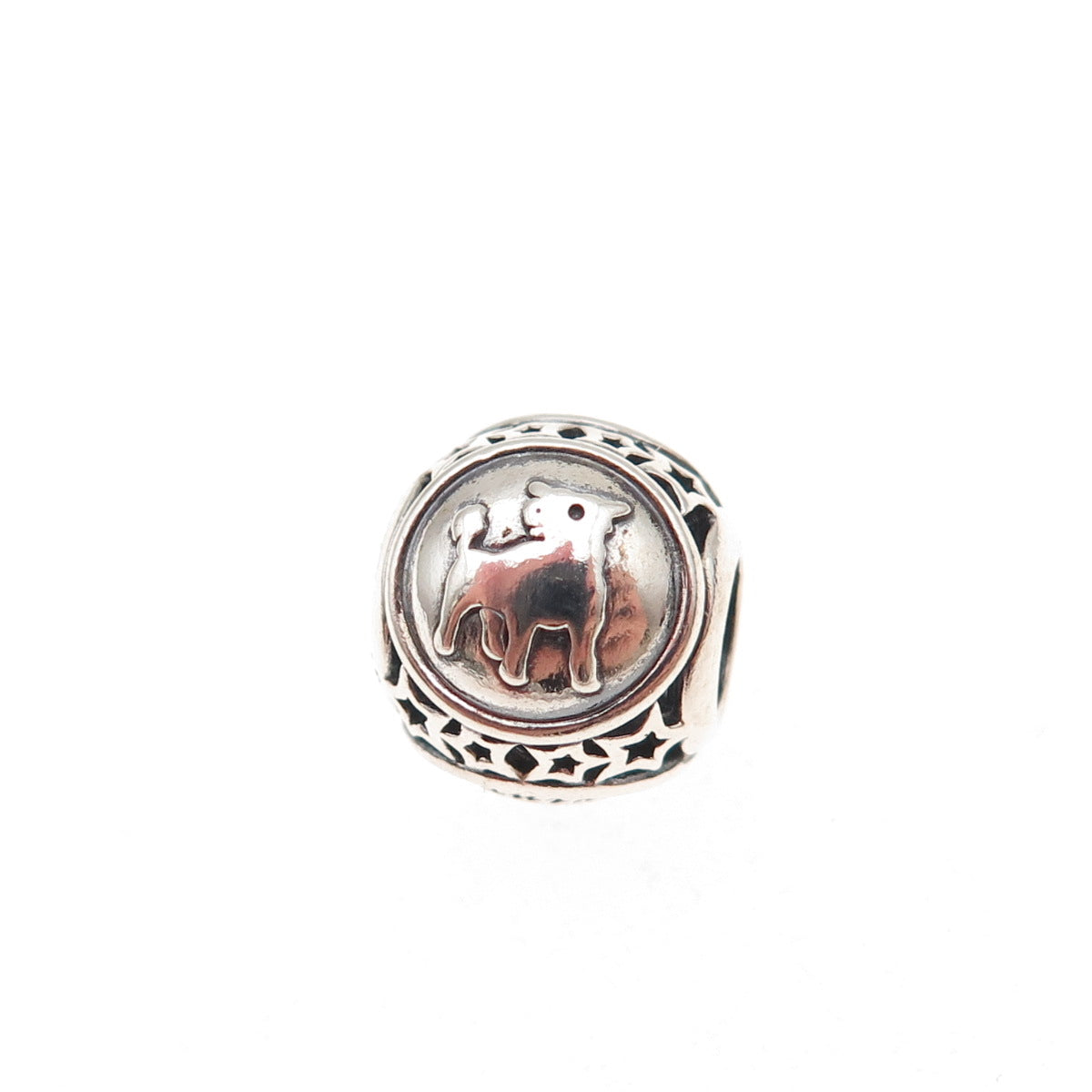Pandora 925 Sterling Silver Taurus Zodiac Sign Slide Bead Charm