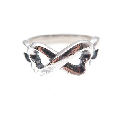 925 Sterling Silver Vintage Heart Infinity Oxidized Ring Size 7