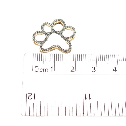 JANE SEYMOUR Sterling Silver Gold Plated Real Diamond Dog Paw Slide Mini Pendant