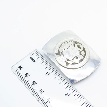 925 Sterling Silver Antique 1907 Peruvian Dinero Coin Belt Buckle
