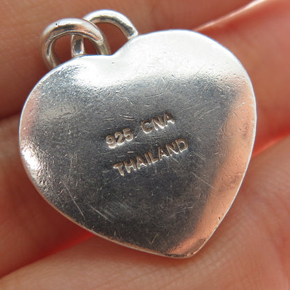 CNA PRANDA 925 Sterling Silver Vintage Real Lavender Jade Heart Charm Pendant