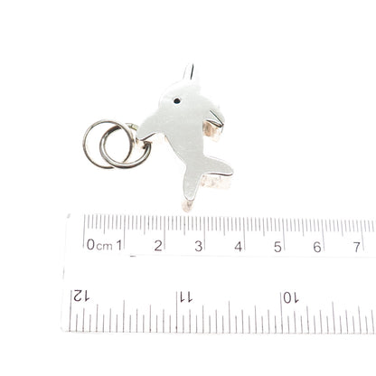 925 Sterling Silver Vintage Modernist Dolphin Charm Pendant