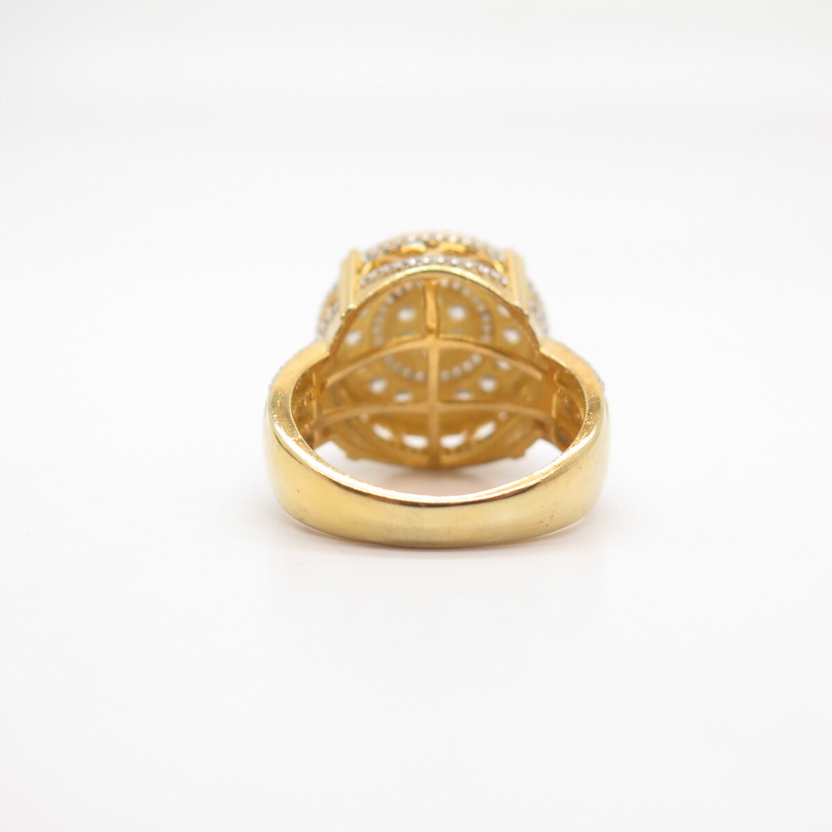 925 Sterling Silver Gold Plated Swarovski Pave C Z Round Ring Size 8 3/4