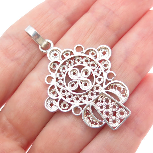 925 Sterling Silver Vintage Cross Filigree Charm Pendant