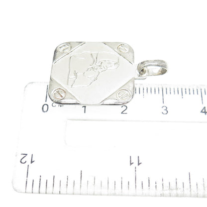 925 Sterling Silver Vintage Italy Engraved Mom & Child Tag Pendant