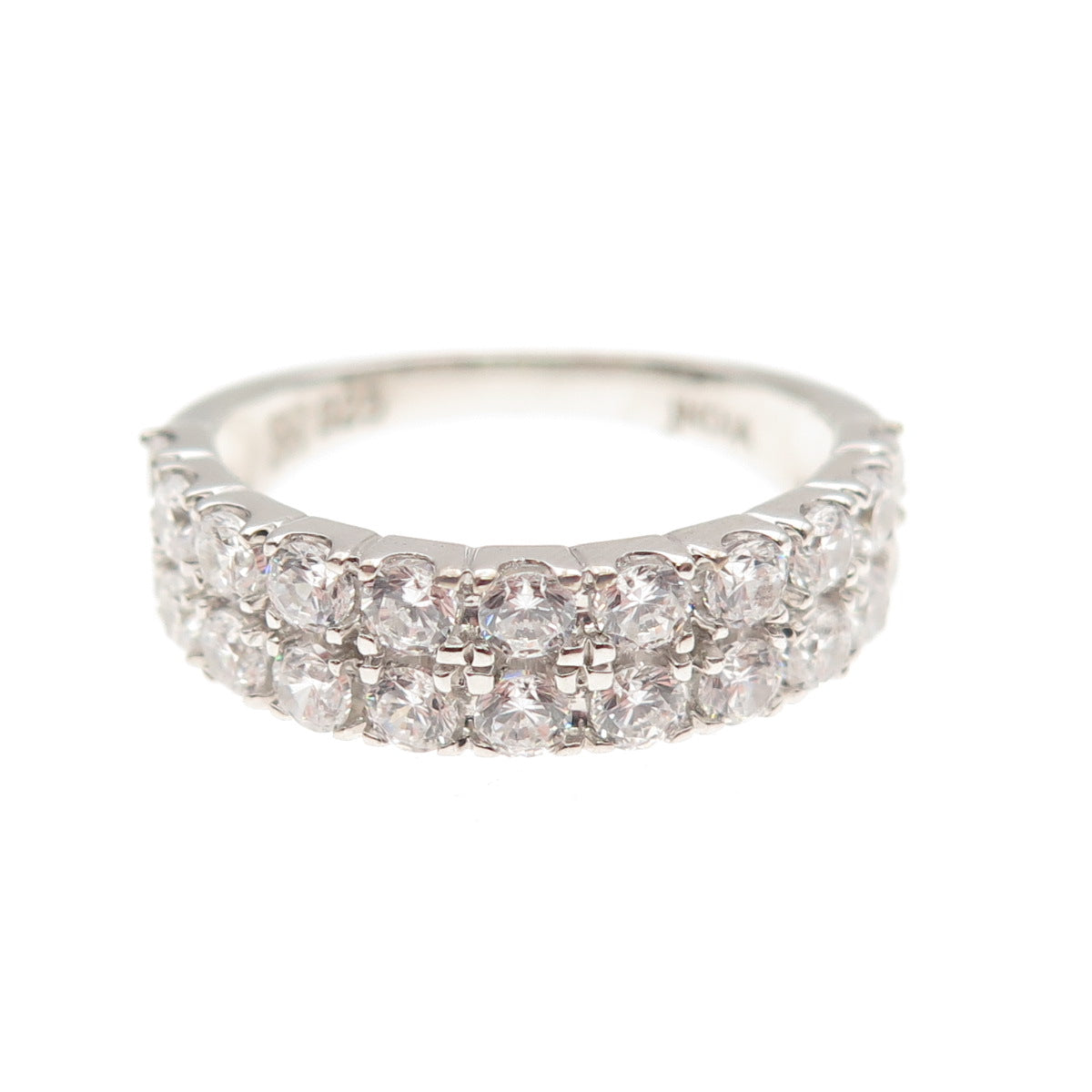 925 Sterling Silver Round-Cut C Z Half Eternity Ring Size 7