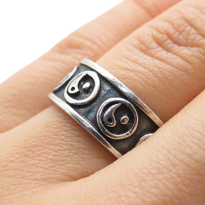 925 Sterling Silver Vintage Yin Yang Oxidized Band Ring Size 8