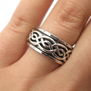 925 Sterling Silver Vintage Celtic Rotating Band Ring Size 6 3/4