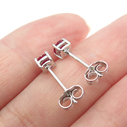 925 Sterling Silver Lab-Created Ruby Stud Earrings