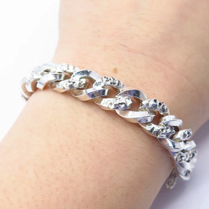 925 Sterling Silver Vintage Cable Link Bracelet 7"