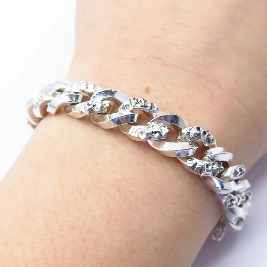 925 Sterling Silver Vintage Cable Link Bracelet 7"
