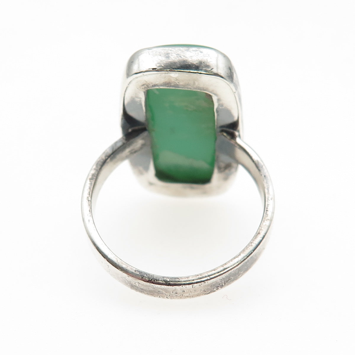 925 Sterling Silver Vintage Real Cabochon Chrysoprase Ring Size 8.5