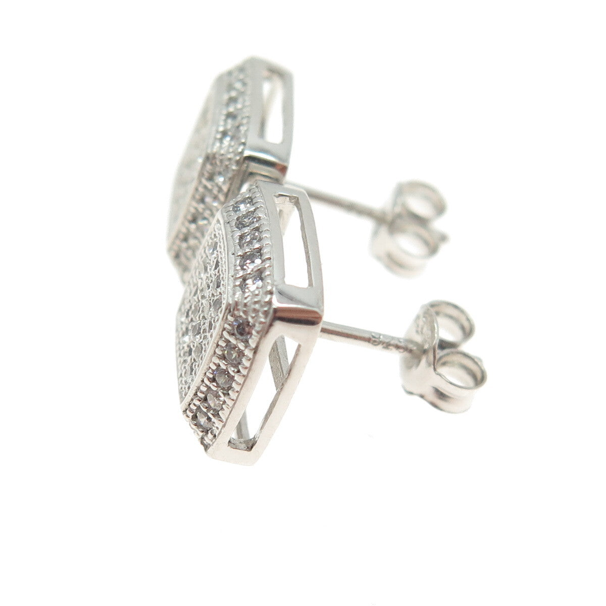 925 Sterling Silver Round-Cut C Z Cushion Stud Earrings
