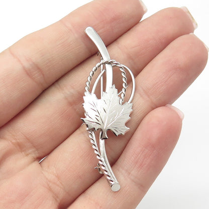 925 Sterling Silver Vintage Maple Leaf Pin Brooch