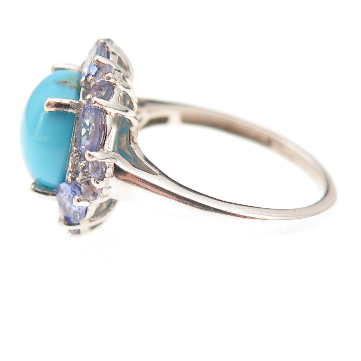 Chuck Clemency 925 Sterling Silver Real Turquoise & Tanzanite Ring Size 7.25